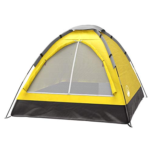 2-Person Dome Tent- Rain Fly & Carry Bag- Easy Set Up-Great for Camping, Backpacking, Hiking & Outdoor Music Festivals by Wakeman Outdoors (Yellow)