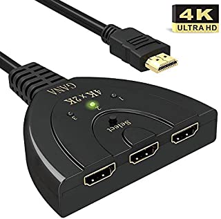 HDMI Switch,GANA 3 Port 4K HDMI Switch 3x1 Switch Splitter with Pigtail Cable Supports Full HD 4K 1080P 3D Player