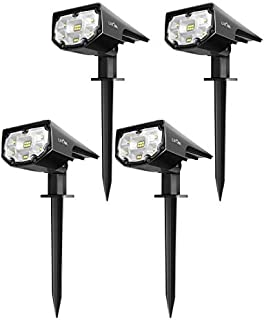 LITOM 12 LEDs Solar Landscape Spotlights, IP67 Waterproof Solar Powered Wall Lights 2-in-1 Wireless Outdoor Solar Landscaping Lights for Yard Garden Driveway Porch Walkway Pool Patio 4 Pack Cold White