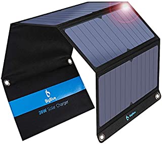 [Upgraded]BigBlue 3 USB Ports 28W Solar Charger(5V/4.8A Max), Foldable Portable Solar Phone Charger with SunPower Solar Panel Compatible with iPhone 11/Xs/XS Max/XR/X/8/7, iPad, Samsung Galaxy LG etc.