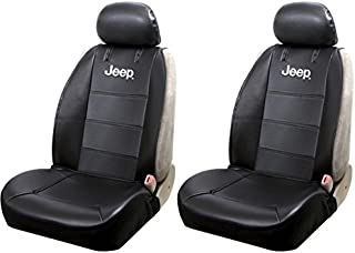 U.A.A. INC. Front Sideless Black Synthetic Leather Seat Covers Set Side Airbag Compatible Universal Fit for Jeep