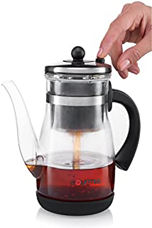 Gourmia GTP9815 Tea & Coffee Pot Glass Loose Leaf Tea Maker With Stainless Steel Filter Tumbler Infuser 850ml Capacity