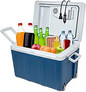 Ivation Electric Cooler & Warmer with Wheels |48 Quart (45 L ) Portable Thermoelectric Fridge| Includes Carry Handle, 110V AC Home Power Cord & 12V Car Adapter Great for Camping, Travel & Picnics