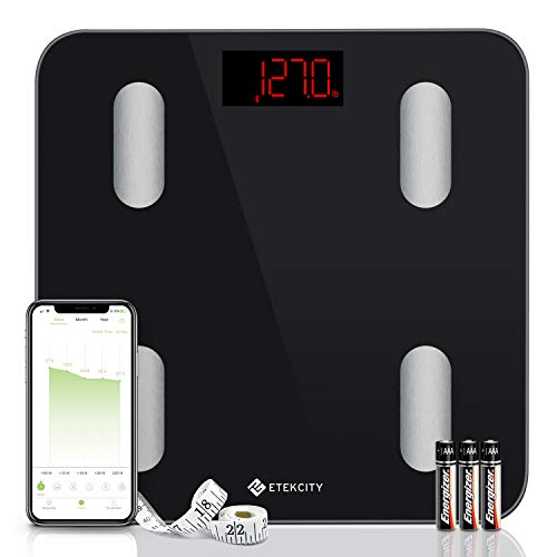 Etekcity Digital Weight Scale, Smart Bluetooth Body Fat Scale, Bathroom Scale Tracks 13 Key Compositions, 6mm-Thick Glass, Sync with Fitbit, Apple Health and Google Fit, 400 lbs