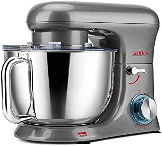 SanLidA Stand Mixer, All-Metal Series 6.5 Qt. Kitchen Electric Mixer with Dishwasher-Safe Dough Hooks, Flat Beaters, Whisk & Pouring Shield Attachments for Most Home Cooks, SM-1515, Pearl Grey