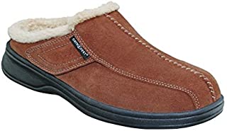 Orthofeet Proven Plantar Fasciitis & Foot Pain Relief Arch Support Orthopedic Men's Leather Slippers Asheville Brown