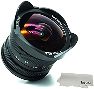 7artisans 7.5mm f2.8 Manual Fisheye Lens for Panasonic Olympus Micro Four Thirds MFT M4/3 Cameras with Protective Lens Cap, Lens Hood - Black