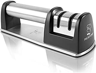 PriorityChef Knife Sharpener for Straight and Serrated Knives, 2-Stage Diamond Coated Wheel System, Sharpens Dull Knives Quickly, Safe and Easy to Use