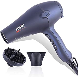 1875w Professional Tourmaline Hair Dryer, Negative Ionic Salon Hair Blow Dryer,DC Motor Light Weight Low Noise Hair Dryers with Diffuser & ConcentratorBlue-Black