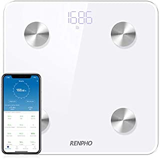 RENPHO Body Fat Scale Smart BMI Scale Digital Bathroom Wireless Weight Scale, Body Composition Analyzer with Smartphone App sync with Bluetooth, 396 lbs - White