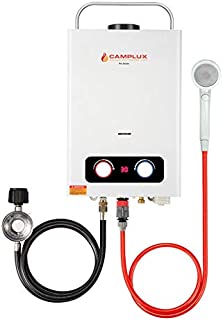 Camplux Pro 1.58 GPM Tankless Propane Water Heater, Outdoor Propane Gas Water Heater with Portable Handle, Portable Gas Water Heater for Camping,Cabins,White