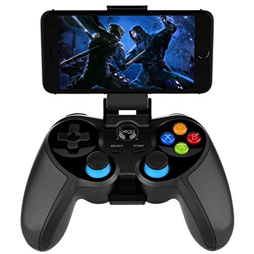 Wireless Bluetooth Game Controller for Android Phone Tablet, Smart TV, TV Box Gamepad + Joystick + Phone Holder Gamepad Trigger PUBG Controller (Black)