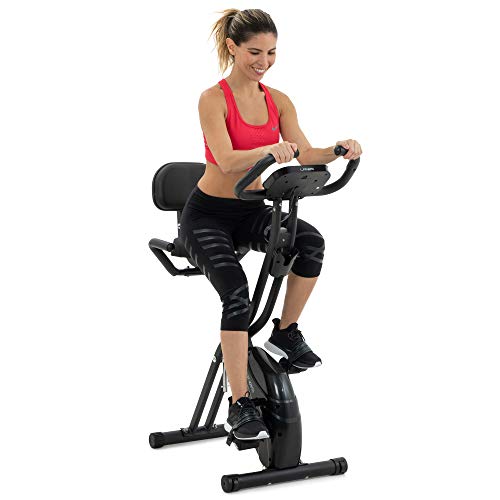 Folding Exercise Bike with 10-Level Adjustable Magnetic Resistance | Upright and Recumbent Foldable Stationary Bike is the Perfect Workout Bike for Home Use for Men, Women, and Seniors (Black)