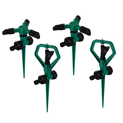 Lawn Sprinkler, 4PCS Automatic 360 Rotating Adjustable Garden Water Sprinklers Lawn Irrigation System with Leak-Proof Design Durable for Garden Yard Kids 3,000 Sq. Ft Coverage