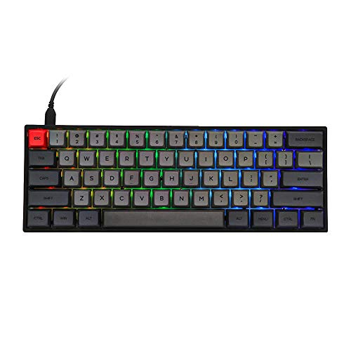 EPOMAKER GK61XS 60% RGB Hot Swappable Bluetooth Mechanical Keyboard with Split Spacebar, 1900mAh Battery, Fully Programmable for Gamers (Gateron Black Switch, Grey Black)