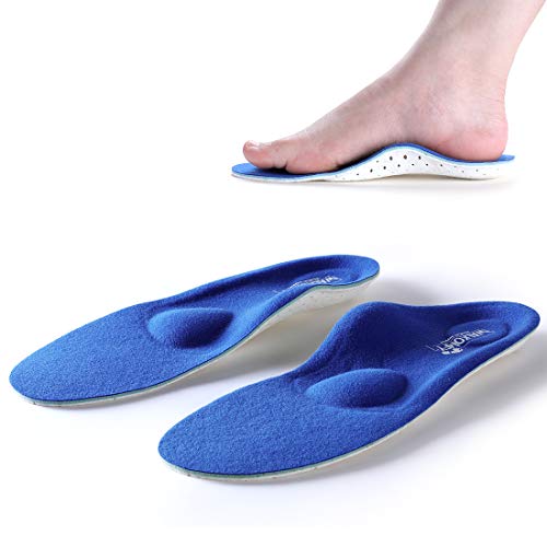 Walkomfy Plantar Fasciitis Pain Relief Orthotics - Flat Feet Arch Support Insoles Shoe Inserts for Men and Women/Sports Shock Absorption for Walking,Running,Hiking (Blue, 8-8.5 Women/6-6.5 Men)