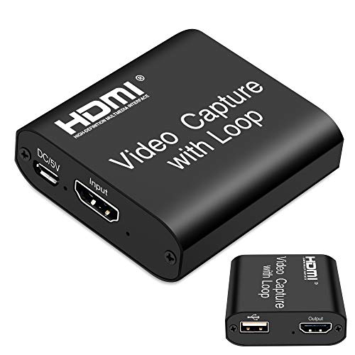 LEADNOVO Video HDMI Capture Card with Loop Out, 4K HD 1080P 60FPS USB 2.0 Capture Card for Live Streaming Broadcasting Video Recording for PS3/4, Xbox One & Xbox 360, Switch, DSLR, Camcorders