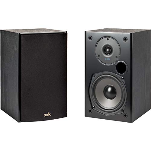 Polk Audio T15 100 Watt Home Theater Bookshelf Speakers (Pair) - Premium Sound at a Great Value | Dolby and DTS Surround | Wall-Mountable,Black