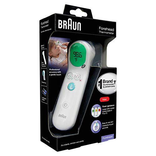 Braun Forehead Thermometer -  Digital Thermometer with Professional Accuracy and Color Coded Temperature Guidance - Thermometer for Adults, Babies, Toddlers and Kids