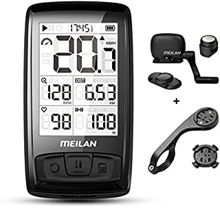 MEILAN Wireless Bike Computer Blade(M4) Cycling Computer with Backlight, Speed Cadence Sensor Included, Bluetooth ANT+, 80 Hours Battery 2.5in Screen Waterproof Road Bike