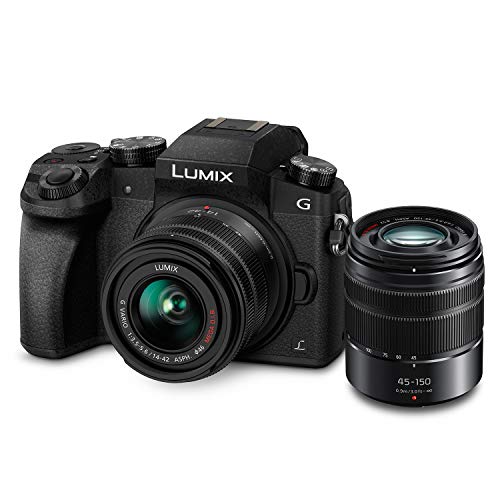 PANASONIC Lumix G7 4K Digital Mirrorless Camera Bundle with Lumix G Vario 14-42mm and 45-150mm Lenses, 16MP, 3-Inch Touch LCD, DMC-G7WK (USA Black)