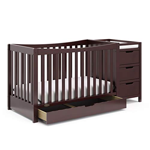 Graco Remi 4-in-1 Convertible Crib and Changer, Espresso, Easily Converts to Toddler Bed Day Bed or Full Bed, Three Position Adjustable Height Mattress, Some Assembly Required (Mattress Not Included)