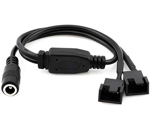 CRJ Electronics DC Power Supply Plug to 2 x 3/4-Pin PC Fan Power Adapter Y Splitter Cable