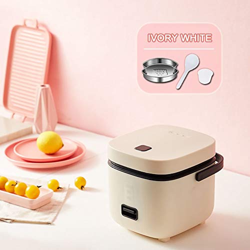 ZHTX 220V Electric Rice Cooker Food Steamer Cooking Pot Mini Portable Heating Lunch Box Noodles Hot Pot Non-stick Food Cooker 1.2L (Color : White)