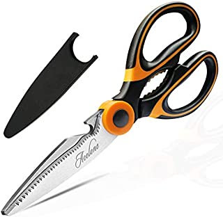 Kitchen Shears, Acelone Premium Heavy Duty Shears Ultra Sharp Stainless Steel Multi-function Kitchen Scissors for Chicken/Poultry/Fish/Meat/Vegetables/Herbs/BBQ (Orange black)