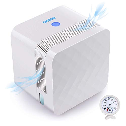 COPACHI Dehumidifier - Small Dehumidifier for Basement Bathroom Bedroom Closet RV, Portable Dehumidifier for 2100 Cubic Feet (260 sq ft), Mini Air Dehumidifier with Thermometer Hygrometer