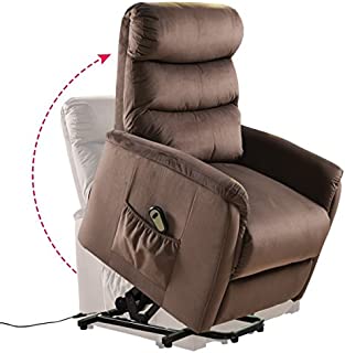 Giantex Power Lift Chair Recliner for Elderly Soft and Warm Fabric, with Remote Control for Gentle Motor Living Room Furniture, Chocolate