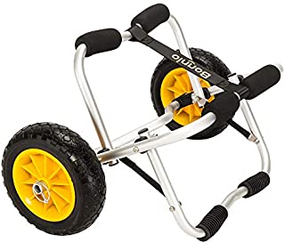 Bonnlo Universal Kayak Carrier - Trolley for Carrying Kayaks, Canoes, Paddleboards, Float Mats, and Jon Boats - Inflation-Free Solid Tires Wheel 2 Ratchet Straps