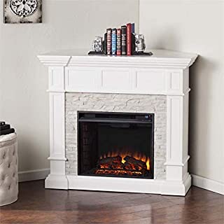 BOWERY HILL Corner Electric Fireplace in White