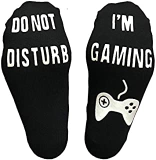 Novelty Cotton Socks Do Not Disturb Socks Funny Gifts for Men, Black, Size Free