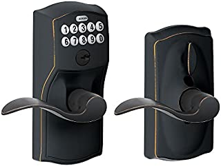 Schlage FE595 CAM 716 Acc Camelot Keypad Entry with Flex-Lock and Accent Levers, Aged Bronze