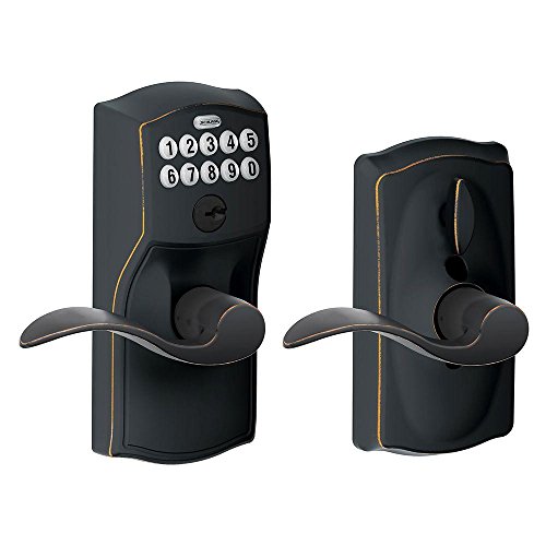 Schlage FE595 CAM 716 Acc Camelot Keypad Entry with Flex-Lock and Accent Levers, Aged Bronze