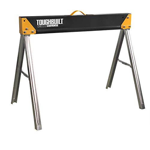 ToughBuilt - Folding Sawhorse/Jobsite Table - Sturdy, Durable, Lightweight, Heavy-Duty, 100% High Grade Steel, 1100lb Capacity, Easy Carry Handle - (TB-C300)