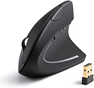 Anker 2.4G Wireless Vertical Ergonomic Optical Mouse, 800 / 1200 /1600 DPI, 5 Buttons for Laptop, Desktop, PC, Macbook - Black