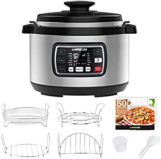 GoWISE USA GW22709 Ovate 9.5-Qt 12-in-1 Electric Pressure Cooker Oval with Slow Cook, Rice, Yogurt, Egg, Saute, Steamer, Keep Warm Functions + Accessories & Recipes, Stainless Steel