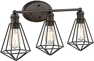 Zeyu 3-Light Vanity Wall Sconce, Industrial Vanity Light 26 Inch Wall Lamp for Kitchen Bathroom, Metal Wire Cage in Oil Rubbed Bronze Finish, ZY04-3W ORB