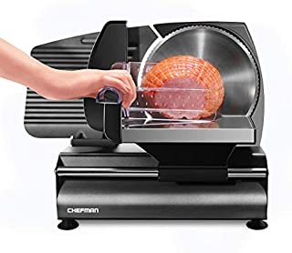 Chefman Die-Cast Electric Deli & Food Slicer, Cuts Meat, Cheese, Bread, Fruit & Vegetables, Adjustable Slice Thickness, Stainless Steel Blade, Safe Non-Slip Feet, For Home Use, Easy To Clean, Black