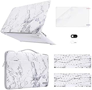 MOSISO MacBook Air 13 inch Case 2020 2019 2018 Release A2337 M1 A2179 A1932 Retina, Plastic Hard Shell&Bag&Keyboard Skin&Webcam Cover&Screen Protector Compatible with MacBook Air 13 inch, White Marble