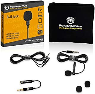 Professional Grade Lavalier Lapel Microphone Omnidirectional Mic with Easy Clip On System Perfect for Recording Youtube / Interview / Video Conference / Podcast / Voice Dictation / iPhone/ASMR