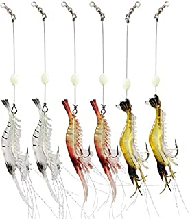 WANBY Artificial Silicone Soft Bait Set Luminous Swimbait Shrimp Fishing Lure with Hooks Fishing Tackle Freshwater/Saltwater6pcs/lot 8.5cm 6g