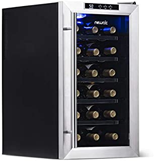 NewAir Wine Cooler and Refrigerator, 18 Bottle Freestanding Wine Chiller Fridge, Stainless Steel with Glass Door, AW-181E