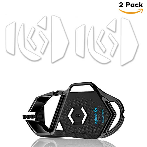 2Sets Hyperslides Rounded Curved Edges Mouse Feet, Skates, Pads for Logitech G502 HERO, Proteus Spectrum RGB Gaming Mouse Feet Replacement(0.8mm, Smooth Glide, Pure White PTFE) Pro Performance Upgrade