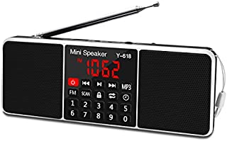 LEFON Multifunction Digital FM Radio Media Speaker MP3 Music Player Support TF Card USB Drive with LED Screen Display and Setting Timing Shutdown Function (Black)