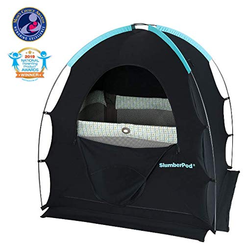 SlumberPod Privacy Pod for Traveling with Babies and Toddlers: Easy to Set Up Blackout Dark and Private Sleeping Space - Canopy Compatible with Graco Pack n Play, Lotus Travel Crib, Baby Bjorn