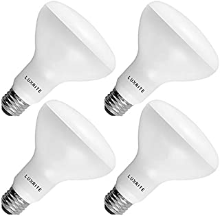 4-Pack BR30 LED Bulb, Luxrite, 65W Equivalent, 5000K Bright White, Dimmable, 650 Lumens, LED Flood Light Bulbs, 9W, E26 Medium Base, Damp Rated, Indoor/Outdoor - Living Room, Kitchen, and Recessed