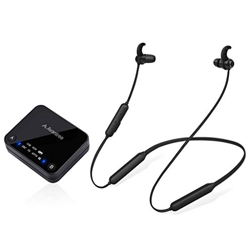 Avantree HT4186 Wireless Headphones Earbuds for TV Watching, Neckband Earphones Hearing Set w/Bluetooth Transmitter for Optical Digital Audio, RCA, 3.5mm Aux Ported TVs, Plug n Play, No Audio Delay